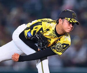 阪神対中日　5回、力投する阪神高橋(撮影･藤尾明華)
