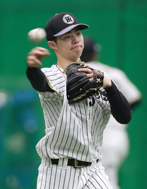 阪神中野拓夢(2025年6月26日撮影)
