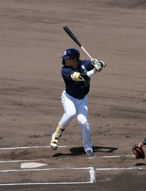 イースタン･リーグ日本ハム戦に出場し左打席で構えるヤクルト村上(撮影･上田悠太)