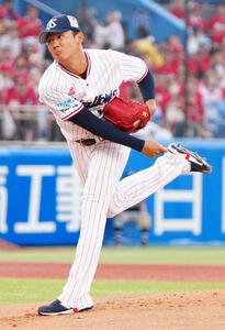 ヤクルト対広島　ヤクルト先発の奥川(撮影･江口和貴)