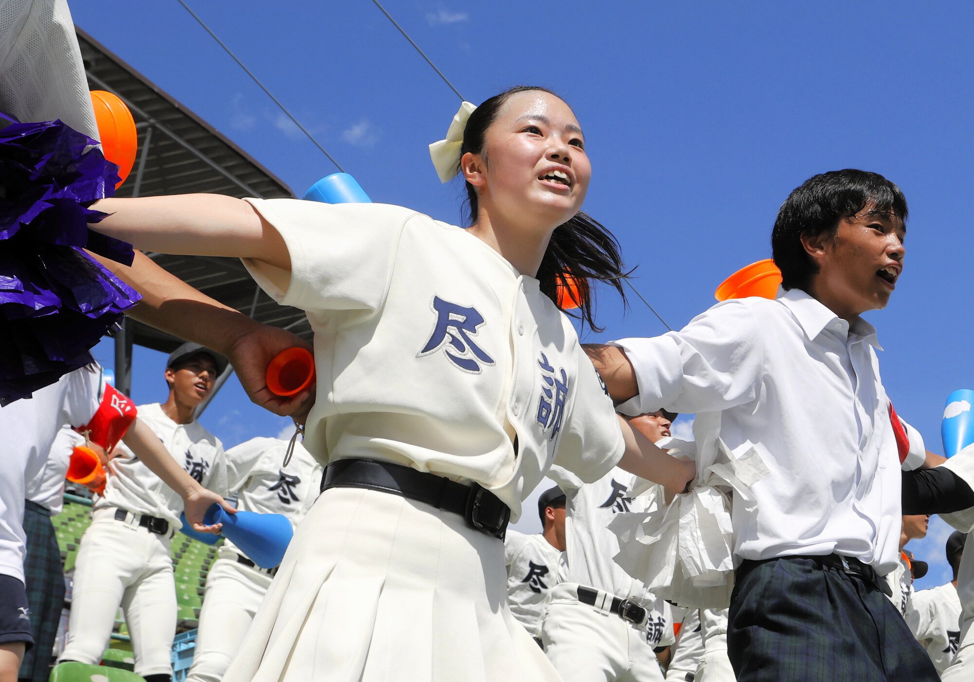 尽誠学園応援部チアの則久望結さん=2025年7月19日午後2時46分、高松、斉藤夏音撮影