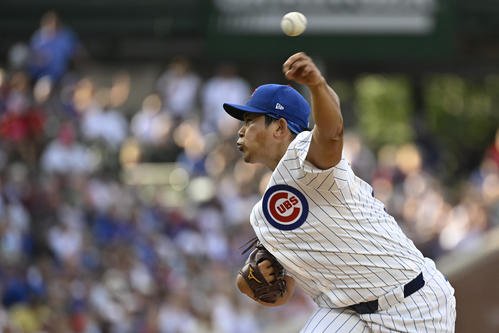 レッドソックス戦で力投するカブス今永(AP)