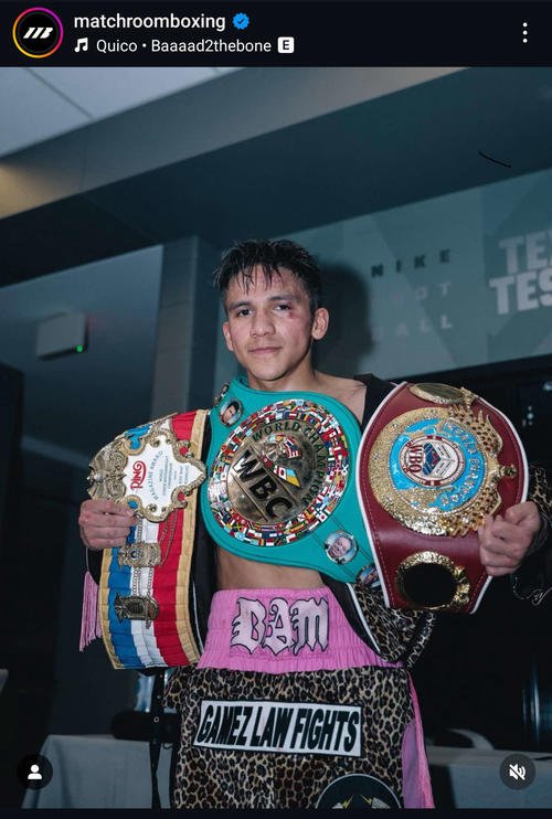 WBC、WBO世界スーパーフライ級統一王者となったジェシー･ロドリゲス(マッチルーム公式インスタグラムから)