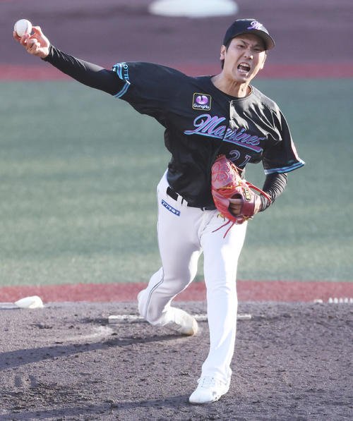 ロッテ対オリックス　ロッテ先発の石川柊(撮影･野上伸悟)