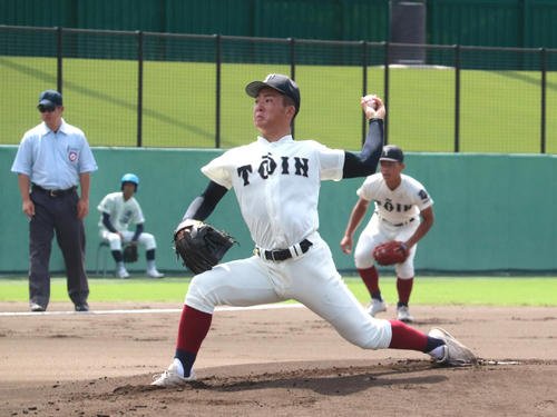 高石対大阪桐蔭　先発した大阪桐蔭の背番号11･佐井川(撮影･中島麗)