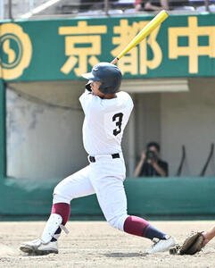 京都外大西対鳥羽　9回裏鳥羽2死満塁、横谷は逆転サヨナラ満塁本塁打を放つ(撮影･石井愛子)