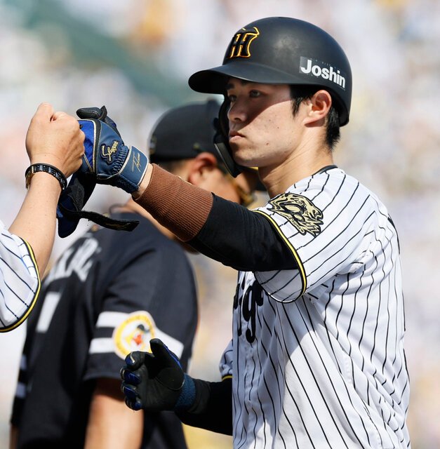 阪神の中野拓夢＝内海日和撮影