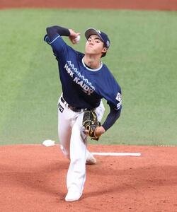 日本ハム対ロッテ　日本ハム先発の柴田(撮影･黒川智章)