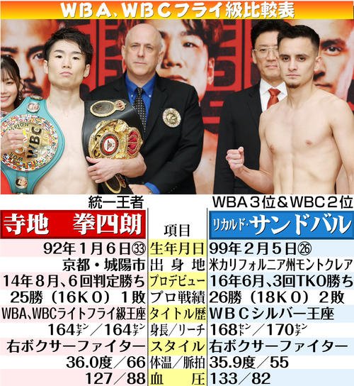 【イラスト】寺地vsサンドバル　WBA、WBCフライ級比較表