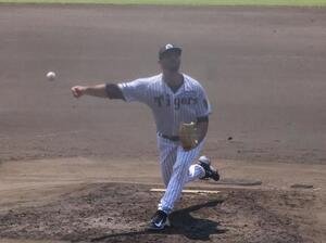 シート打撃に登板した阪神ハートウィグ(撮影･塚本光)