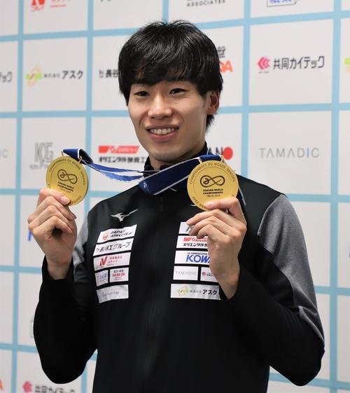 フェンシング世界選手権男子エペで個人と団体で2冠を達成した加納(撮影･藤塚大輔)