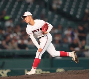 旭川志峯対広陵　広陵先発の堀田(撮影･上山淳一)