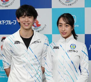 公開練習後に会見を行った櫛田育良(右)、島田高志郎組(撮影･清水貴仁)