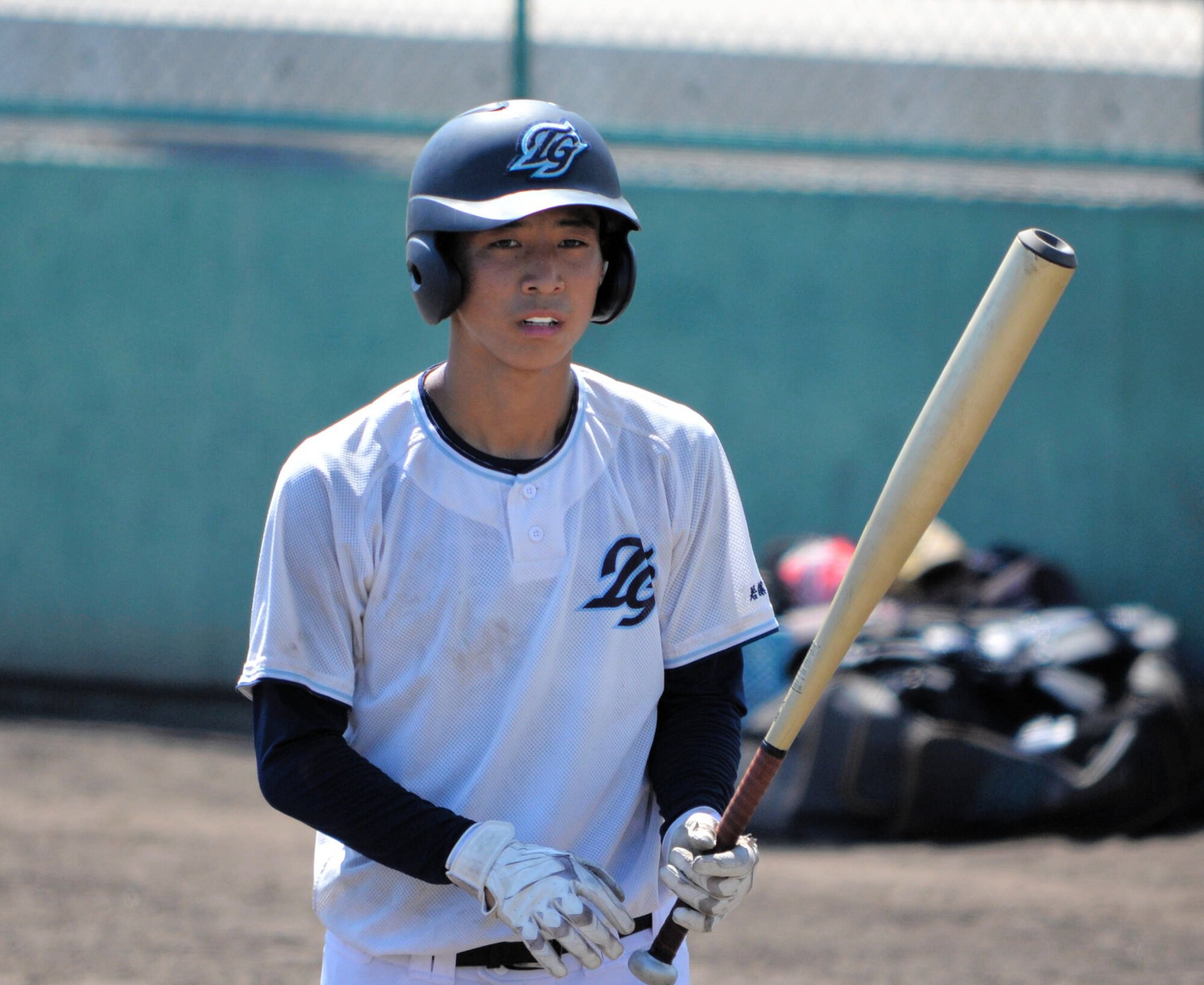 若藤芽空選手=2025年8月6日午後1時56分、兵庫県西宮市の鳴尾浜臨海野球場、三沢敦撮影