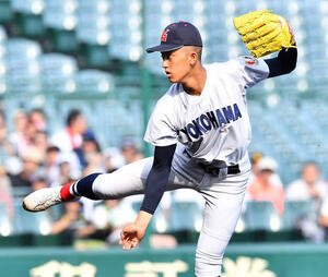 敦賀気比対横浜　横浜先発の織田(撮影･岩下翔太)