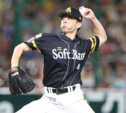 ソフトバンク対日本ハム　先発の大関(撮影･梅根麻紀)