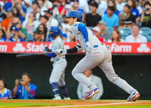 エンゼルス対ドジャース　1回表ドジャース無死、ニゴロに倒れる大谷(撮影･垰建太)