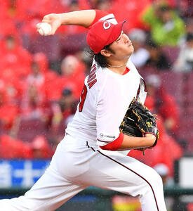 広島対阪神　広島先発の床田(撮影･岩下翔太)