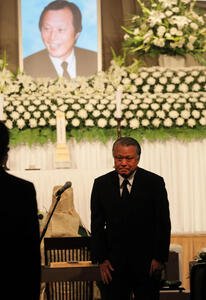 釜本邦茂さんの葬儀で弔辞を読んだ田嶋幸三日本サッカー協会名誉会長(撮影･宮崎幸一)