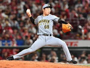広島対阪神　9回裏から登板した、阪神3番手の石井(撮影･岩下翔太)