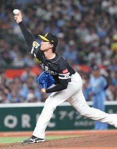 西武対ソフトバンク　ソフトバンク先発の上沢(撮影･足立雅史)