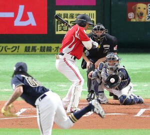 ソフトバンク対オリックス　1回裏ソフトバンク1死、柳田は見逃しの三振に終わる(撮影･梅根麻紀)