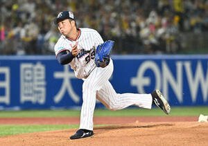 ヤクルト対阪神　ヤクルト先発の青柳(撮影･滝沢徹郎)