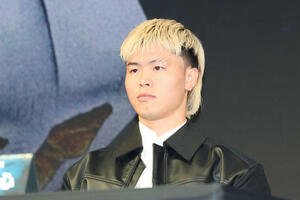 ｢Prime Video Boxing 14｣記者会見に臨む那須川(撮影･宮地輝)