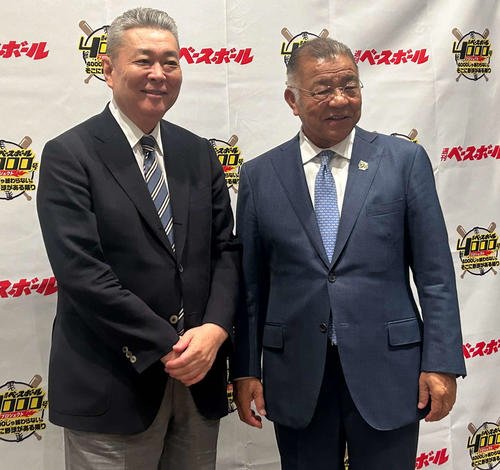 都内で行われた｢週刊ベースボール創刊4000号記念企画トークショー｣に登壇した(左から)江川氏と掛布氏