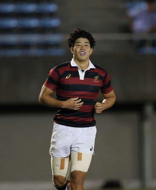 早大対立大　後半、トライを決めた早大･矢崎(撮影･増田悦実)