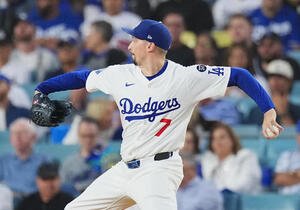ドジャース対レッズ　ドジャース先発のスネル(撮影･菅敏)