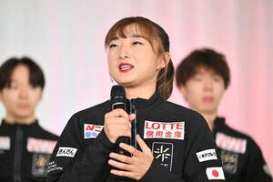 シーズン開幕記者会見で話す坂本(撮影･滝沢徹郎)