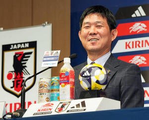 日本代表メンバー選出会見に登壇したサッカー日本代表森保監督(撮影･たえ見朱実)