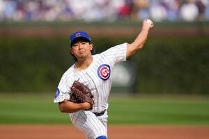 ワイルドカードシリーズのパドレス戦の2回から登板したカブス今永昇太(AP)