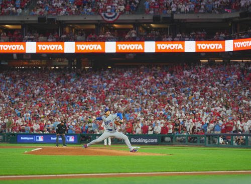 地区シリーズ･フィリーズ対ドジャース　ドジャース先発の大谷(撮影･菅敏)