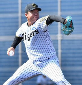 阪神対くふうハヤテ　阪神先発の村上(撮影･岩下翔太)