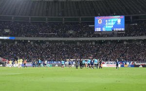日本対ブラジル　ブラジルに3－2で初勝利した日本代表(撮影･足立雅史)