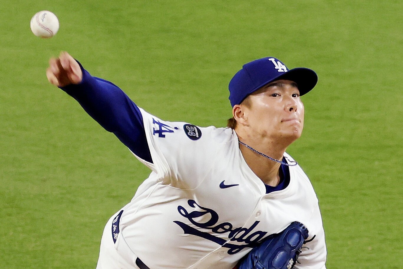 ドジャースの山本由伸＝金居達朗撮影