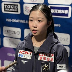 取材に応じる中井亜美(撮影･松本愛香通信員)