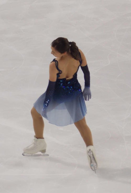グランプリシリーズ第1戦フランス大会の女子SPに向け、公式練習に臨んだ坂本花織(撮影･松本航)