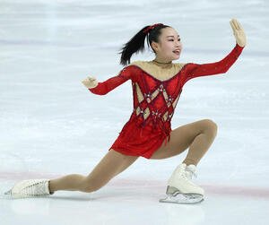 全日本ノービス選手権ノービスAでパフォーマンスを披露する宮崎花凜(撮影･中島郁夫)