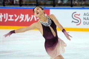 フリーの演技を披露する坂本花織(撮影･パオロ　ヌッチ)