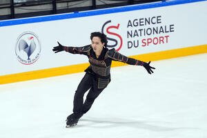 男子フリーで演技する三浦佳生(撮影･パオロ　ヌッチ)