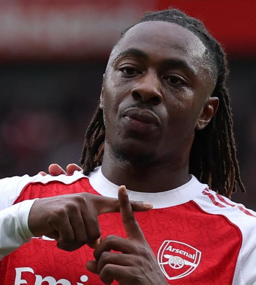 アーセナル対クリスタルパレス　先制点を決めた後、喜ぶアーセナル･エゼ(AP)