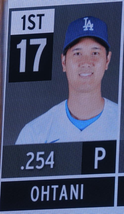 ワールドシリーズ第7戦　ブルージェイズ対ドジャース　1番投手兼DHで出場する大谷(撮影･菅敏)
