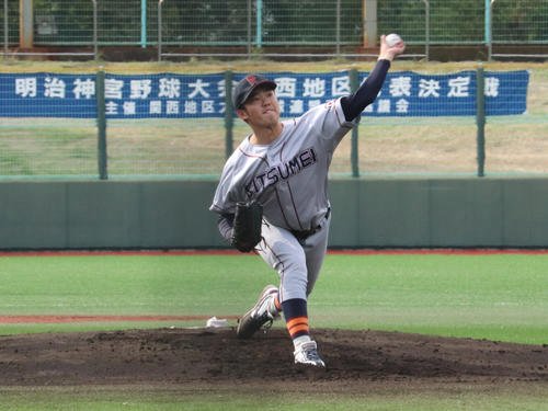 立命大対大産大　先発した立命大の遠藤(撮影･中島麗)
