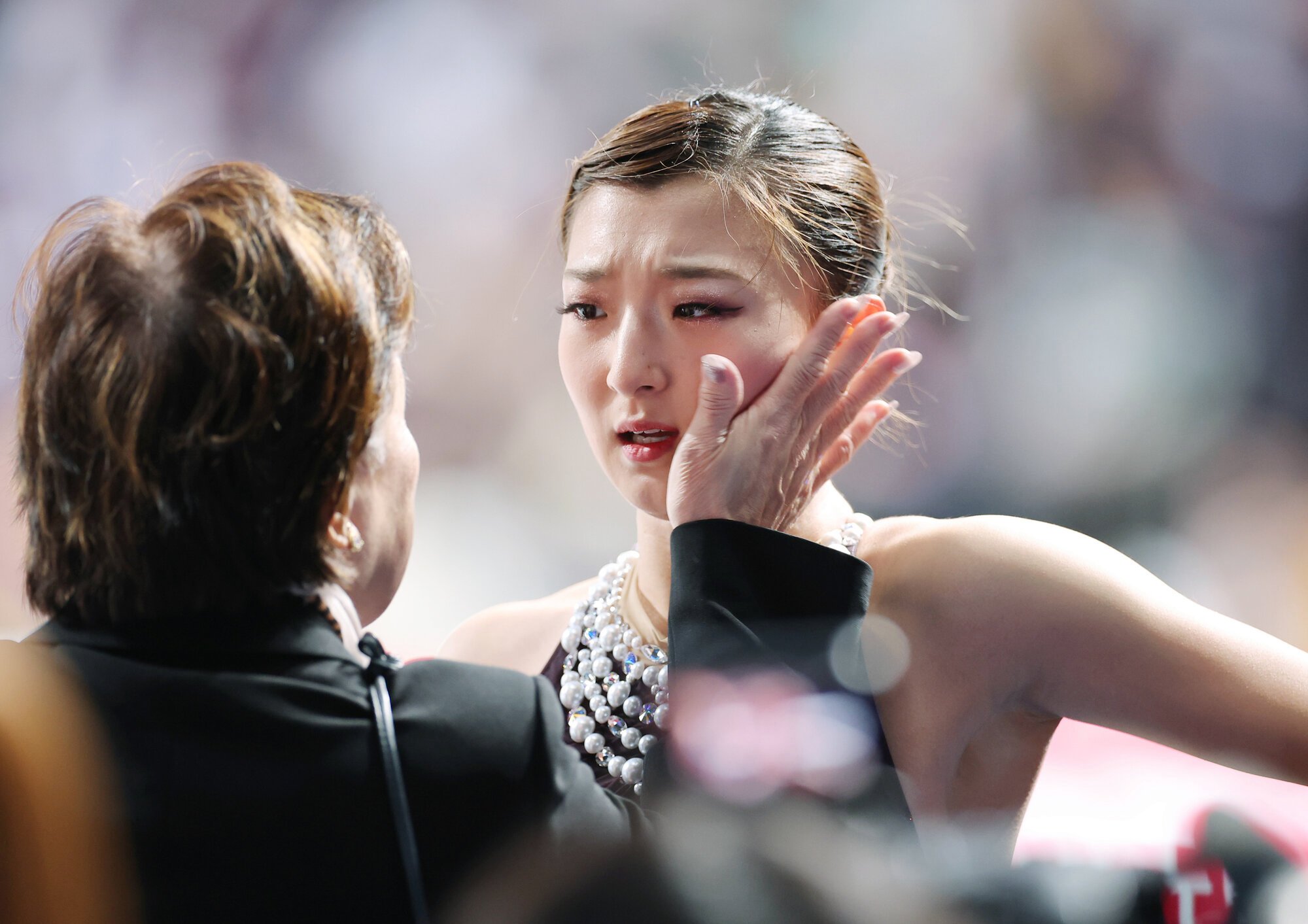 フィギュアスケート団体戦の女子SPに出場する坂本花織=西岡臣撮影