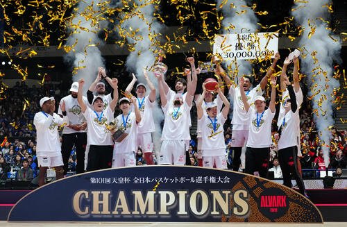 A東京対三河　優勝し歓喜するA東京の選手たち(2026年1月撮影)