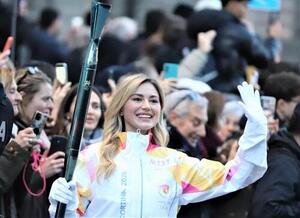 ミラノ･コルティナ五輪の聖火リレーの様子(撮影･藤塚大輔)