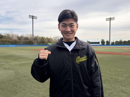 専大に入学が決まり、練習公開に参加した智弁和歌山の山田(撮影･保坂淑子)